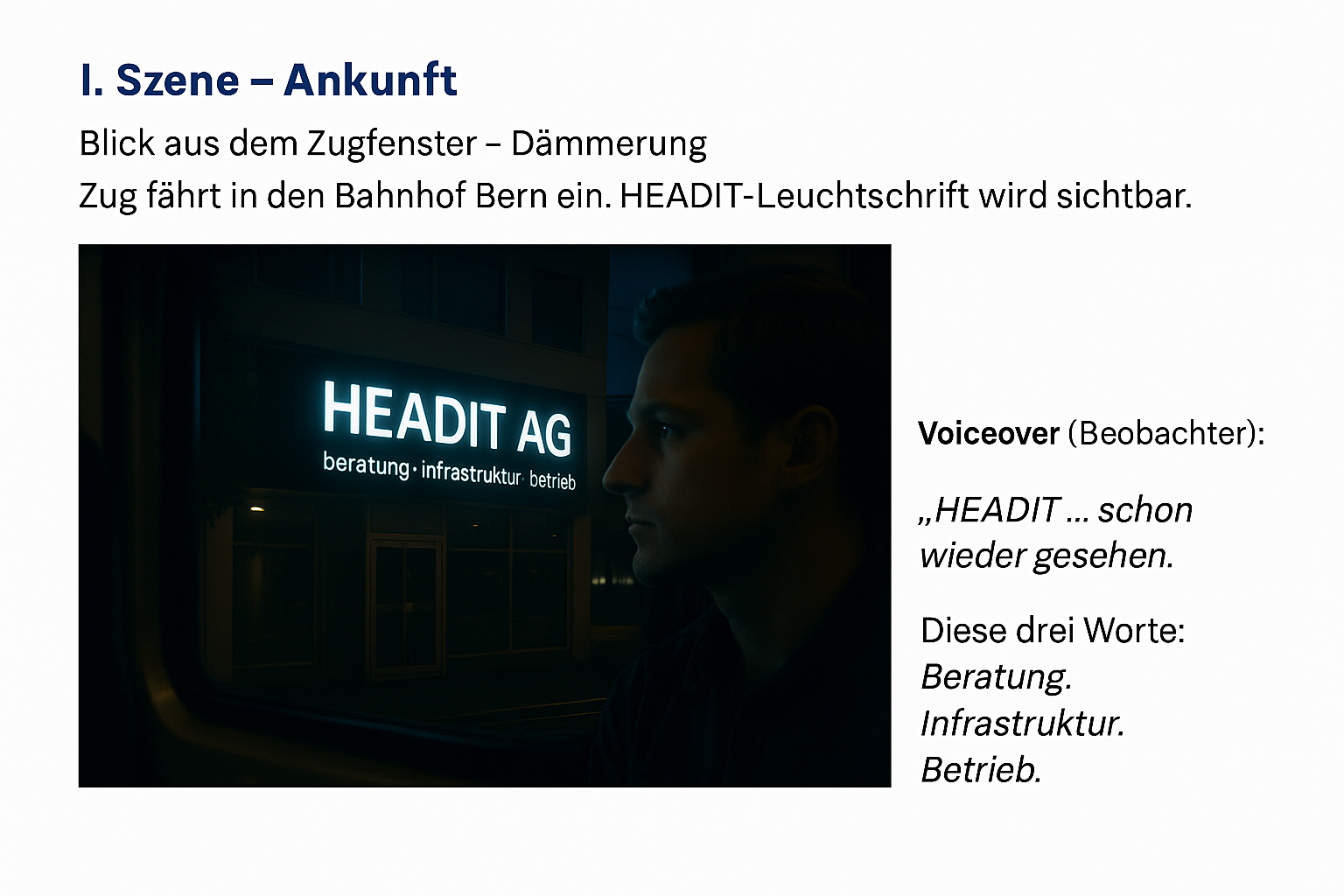 Realansicht – HEADIT-Schriftzug bei Nacht